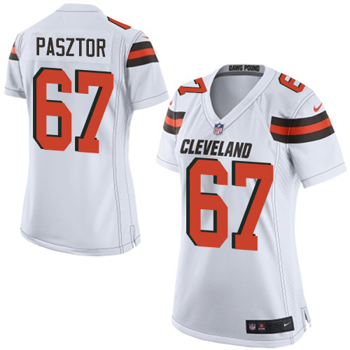 Women's Limited Austin Pasztor Nike Jersey White Road - #67 NFL Cleveland Browns